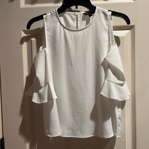 White cut out sleeve top